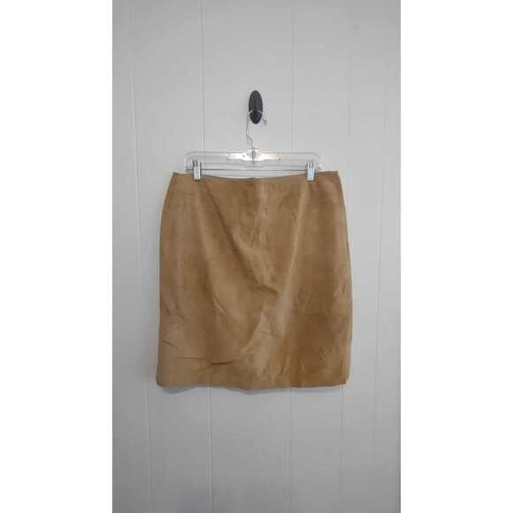 Mossimo | Tan Suede Button Up Knee Length Skirt Size 14 - Picture 3 of 3